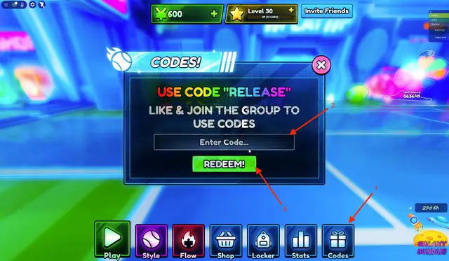 Tennis Zero codes menu location